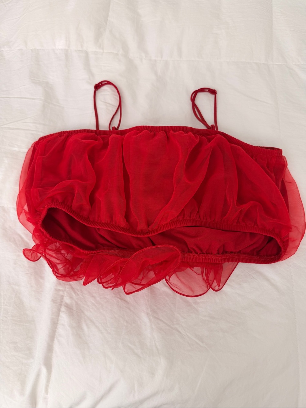 Source Unknown Red Ruffle Sheer Crop Top - Picture 2 of 4
